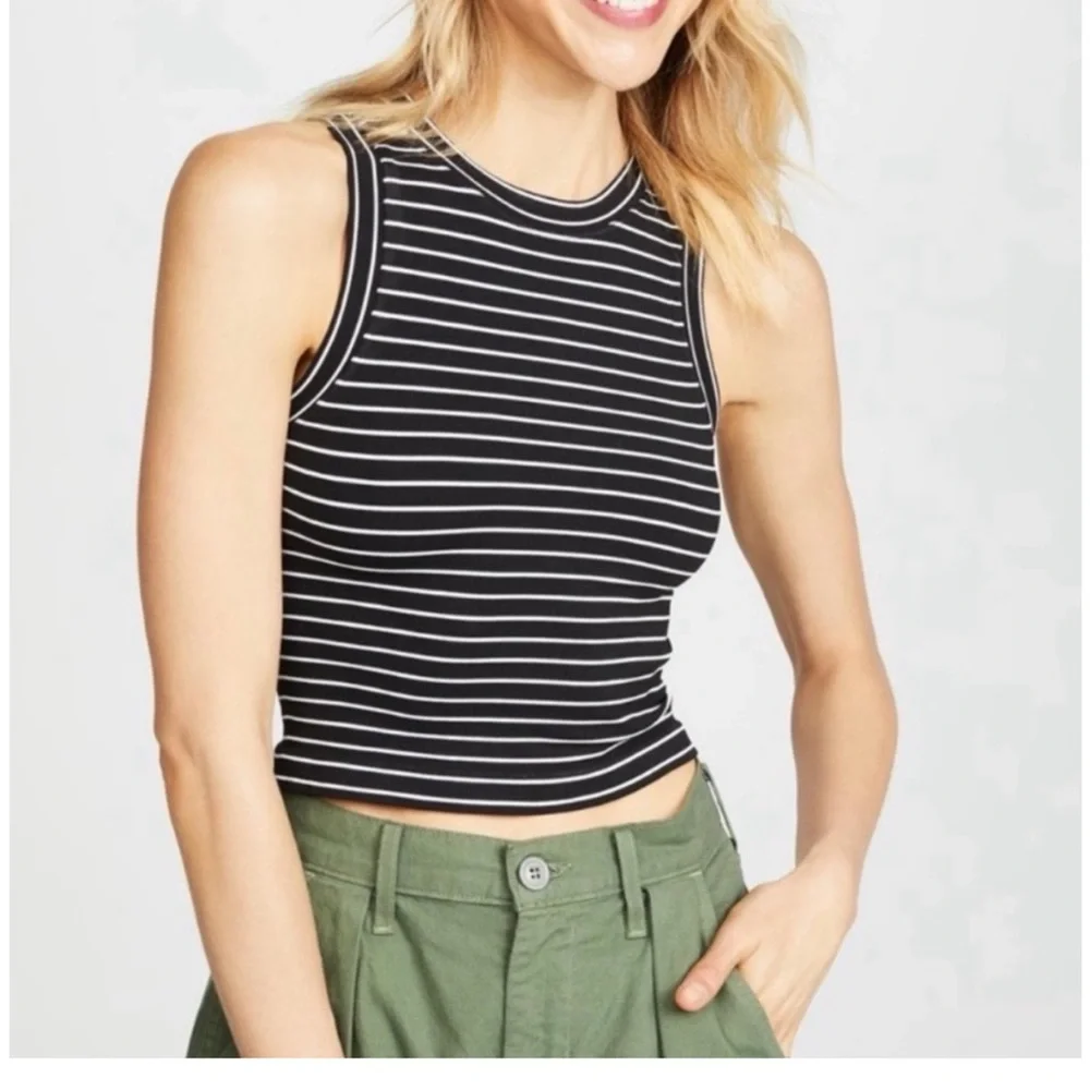 Free People Intimately Seamless Stripe Brami Black White Crop Top Size XS/Small - Picture 4 of 8